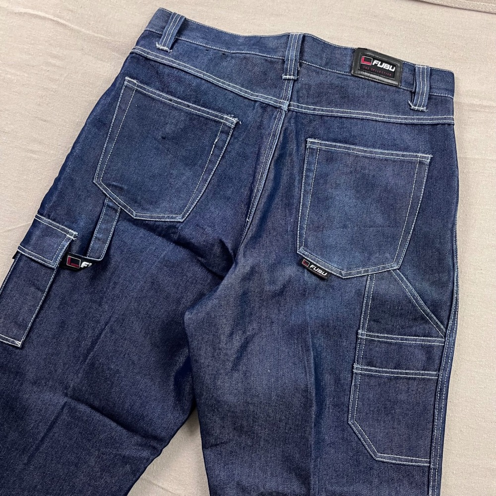 FUBU The Collection Carpenter Jeans Mens 38x34 Dark Wash Baggy Wide Leg Vintage